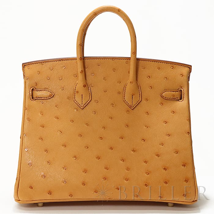 HERMES エルメス バーキン 25 オーストリッチ ゴールド ゴールド金具 1