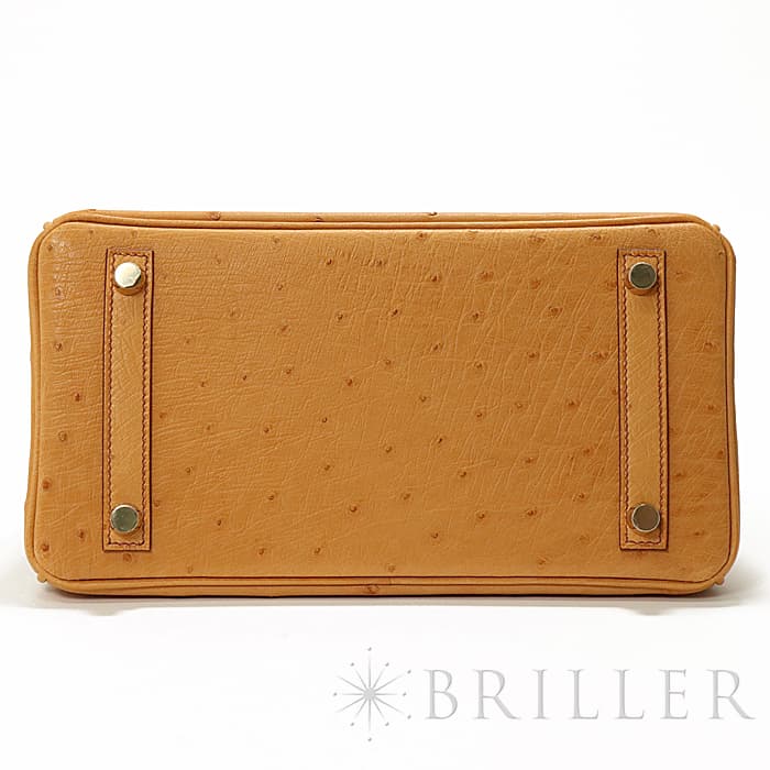 HERMES エルメス バーキン 25 オーストリッチ ゴールド ゴールド金具 19