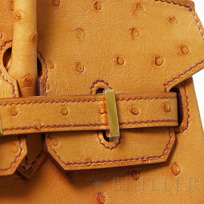 HERMES エルメス バーキン 25 オーストリッチ ゴールド ゴールド金具 22