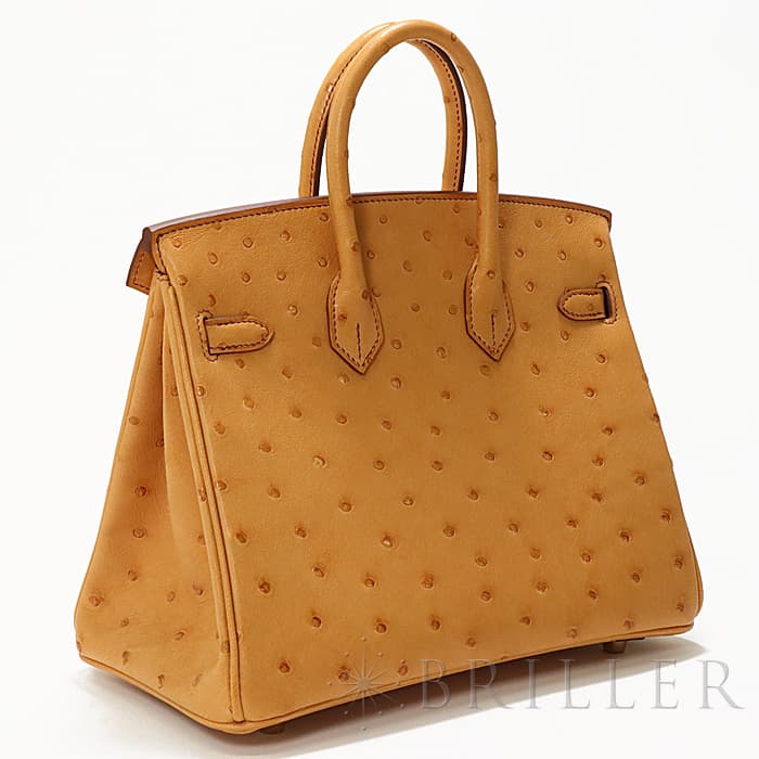 HERMES エルメス バーキン 25 オーストリッチ ゴールド ゴールド金具 26