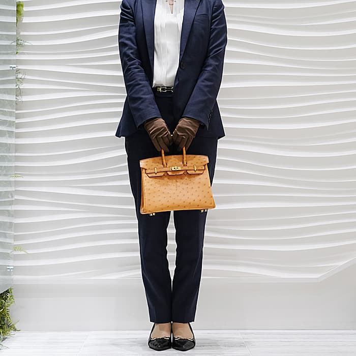 HERMES エルメス バーキン 25 オーストリッチ ゴールド ゴールド金具 29