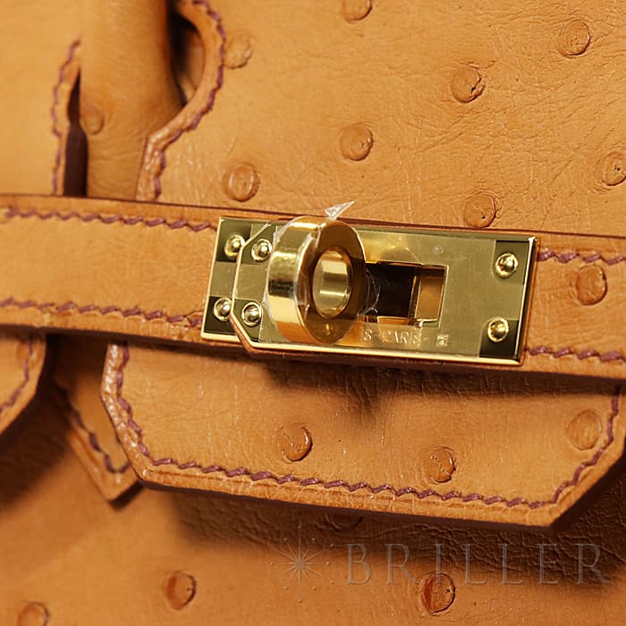HERMES エルメス バーキン 25 オーストリッチ ゴールド ゴールド金具 3