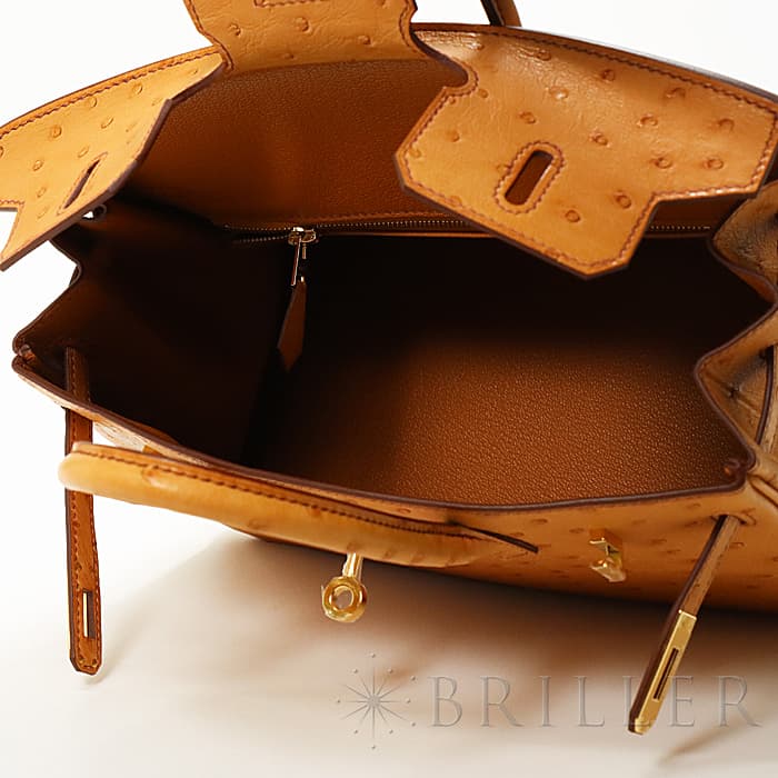 HERMES エルメス バーキン 25 オーストリッチ ゴールド ゴールド金具 4