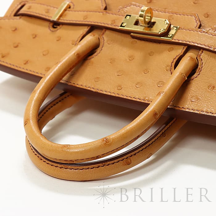HERMES エルメス バーキン 25 オーストリッチ ゴールド ゴールド金具 5