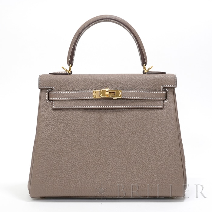 HERMES エルメス ケリー 25 内縫い トゴ エトゥープ ゴールド金具 メイン