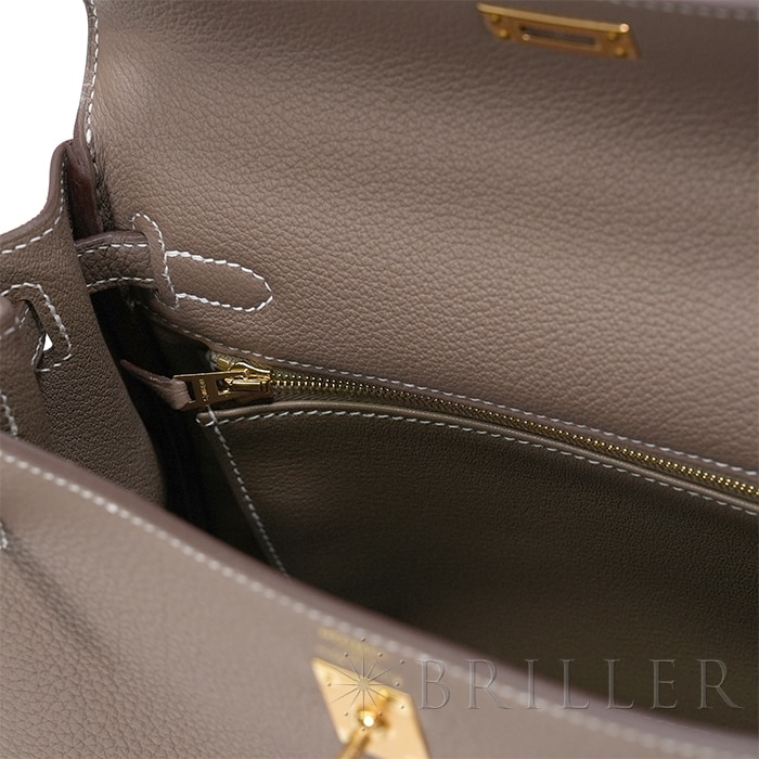 HERMES エルメス ケリー 25 内縫い トゴ エトゥープ ゴールド金具 23