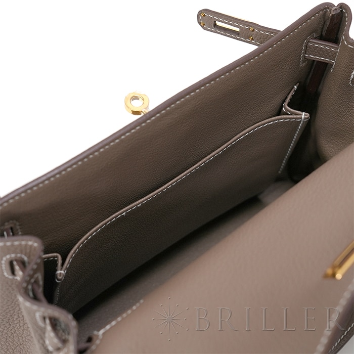 HERMES エルメス ケリー 25 内縫い トゴ エトゥープ ゴールド金具 24