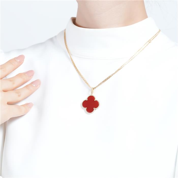 Van Cleef & Arpels ヴァン クリーフ&アーペル アルハンブラ マジックアルハンブラ ロングネックレス 1モチーフ カーネリアン イエローゴールド VCARO49N00 14
