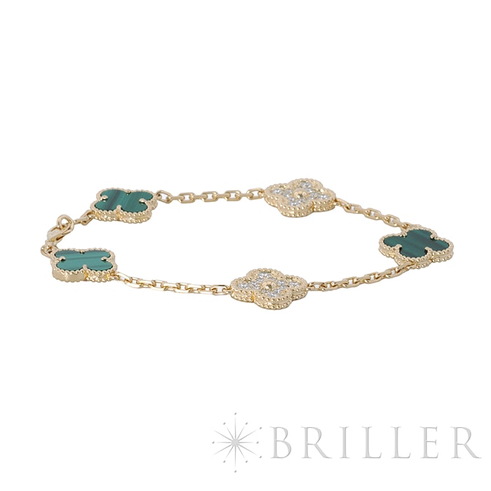 Van Cleef & Arpels ヴァン クリーフ&アーペル アルハンブラ ヴィンテージアルハンブラ ブレスレット 5モチーフ マラカイト ダイヤモンド イエローゴールド VCARO7GQ00 10