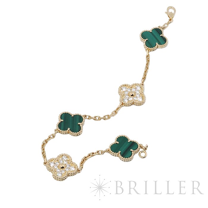 Van Cleef & Arpels ヴァン クリーフ&アーペル アルハンブラ ヴィンテージアルハンブラ ブレスレット 5モチーフ マラカイト ダイヤモンド イエローゴールド VCARO7GQ00 12