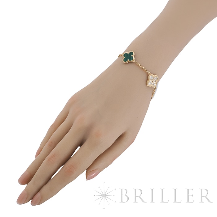 Van Cleef & Arpels ヴァン クリーフ&アーペル アルハンブラ ヴィンテージアルハンブラ ブレスレット 5モチーフ マラカイト ダイヤモンド イエローゴールド VCARO7GQ00 13