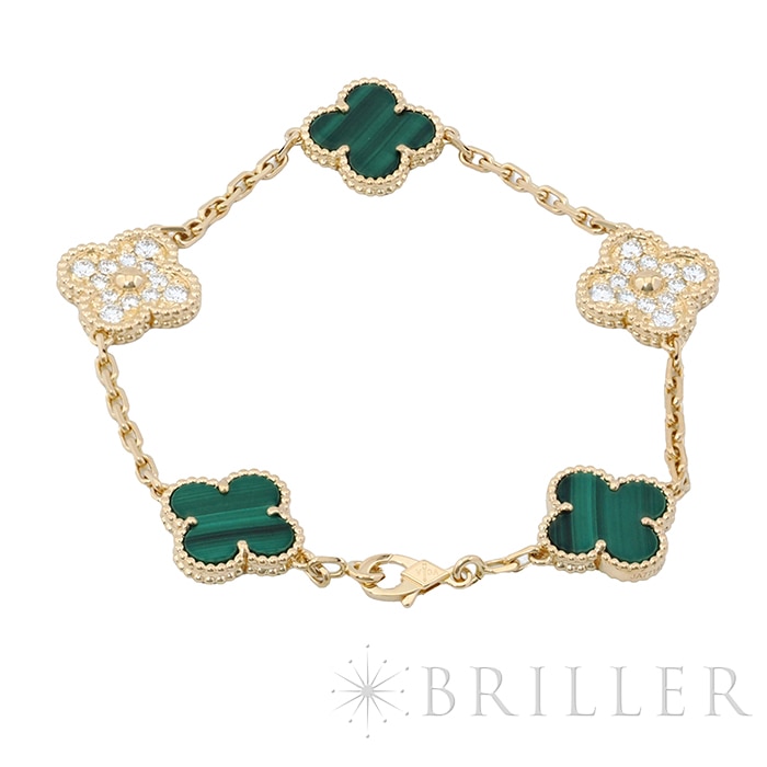 Van Cleef & Arpels ヴァン クリーフ&アーペル アルハンブラ ヴィンテージアルハンブラ ブレスレット 5モチーフ マラカイト ダイヤモンド イエローゴールド VCARO7GQ00 1