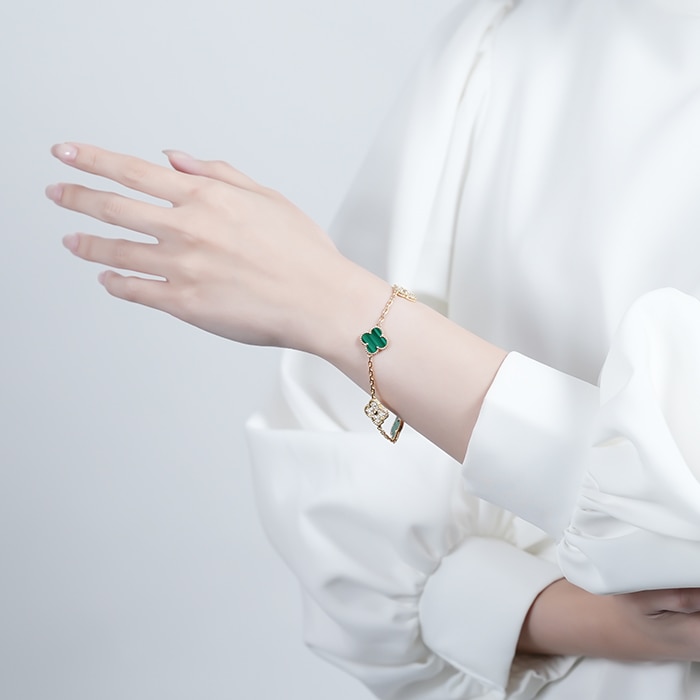 Van Cleef & Arpels ヴァン クリーフ&アーペル アルハンブラ ヴィンテージアルハンブラ ブレスレット 5モチーフ マラカイト ダイヤモンド イエローゴールド VCARO7GQ00 14