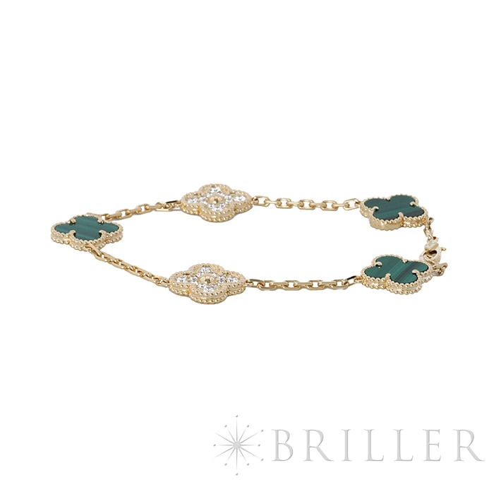 Van Cleef & Arpels ヴァン クリーフ&アーペル アルハンブラ ヴィンテージアルハンブラ ブレスレット 5モチーフ マラカイト ダイヤモンド イエローゴールド VCARO7GQ00 6