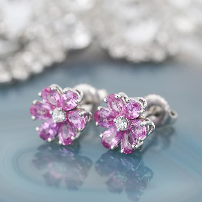HARRY WINSTON ハリー・ウィンストン フォーゲットミーノット ピンクサファイア イヤスタッズ ピアス プラチナ ピンクサファイア ダイヤモンド EAPSP1MFLRFMN 2