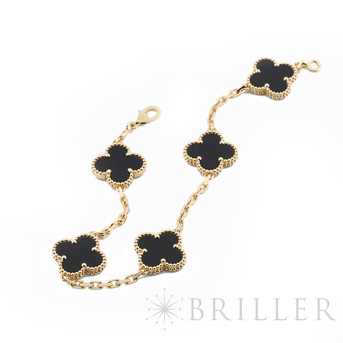 Van Cleef & Arpels ヴァン クリーフ&アーペル ヴィンテージ アルハンブラ ブレスレット 5モチーフ イエローゴールド オニキス VCARA41300 12