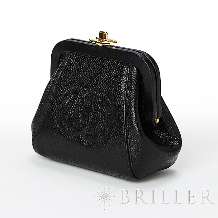 CHANEL シャネル その他 がま口ポーチ キャビアスキン ブラック 20