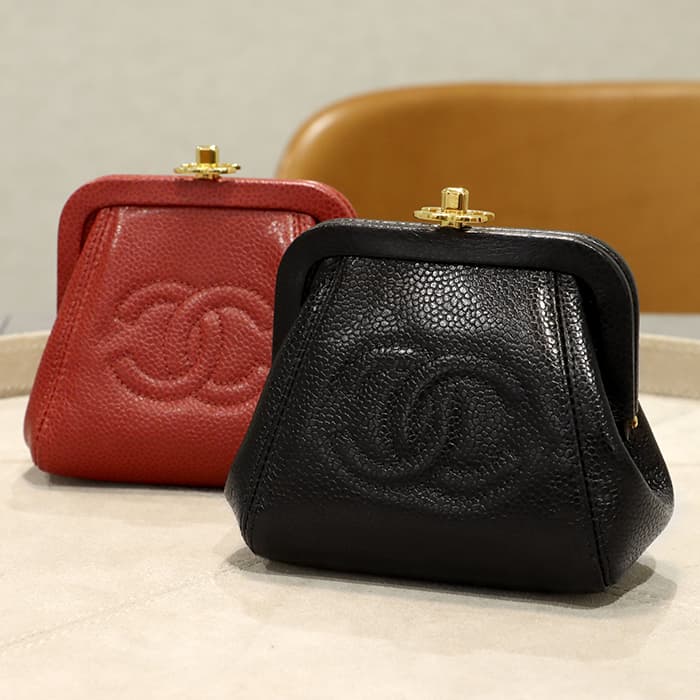 CHANEL シャネル その他 がま口ポーチ キャビアスキン ブラック 2