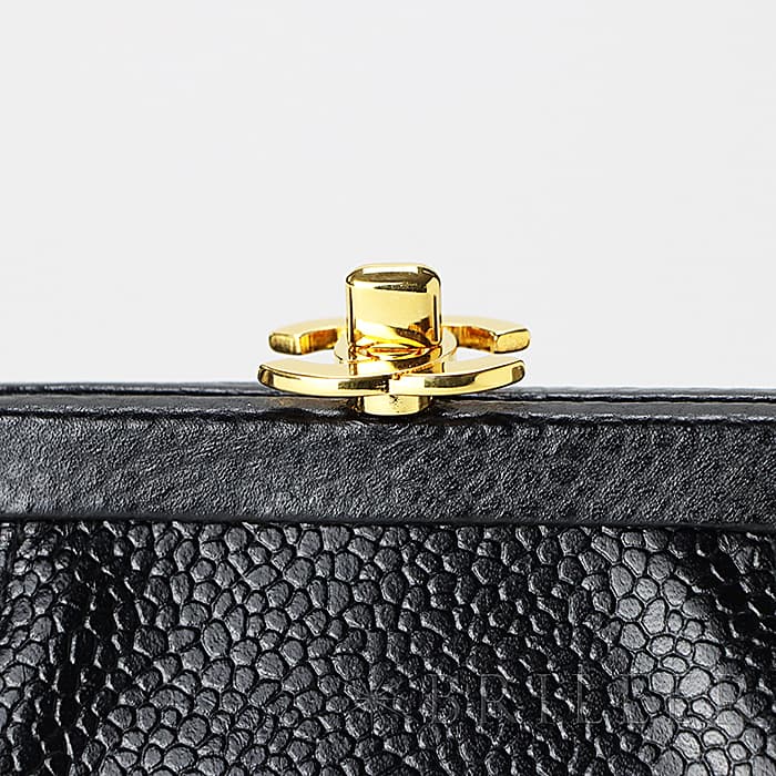 CHANEL シャネル その他 がま口ポーチ キャビアスキン ブラック 6