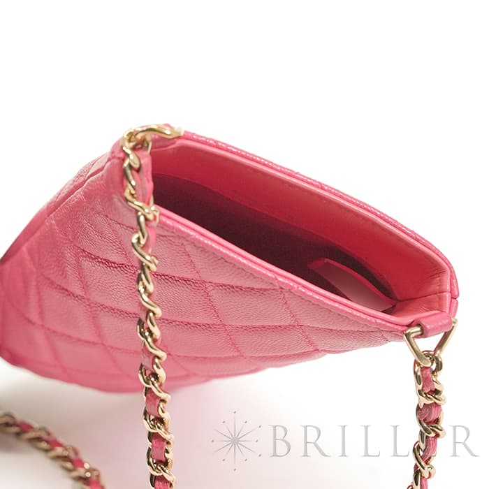 CHANEL シャネル マトラッセ チェーン フォン ホルダー キャビアスキン レザー ピンク ゴールド金具 90240354 9