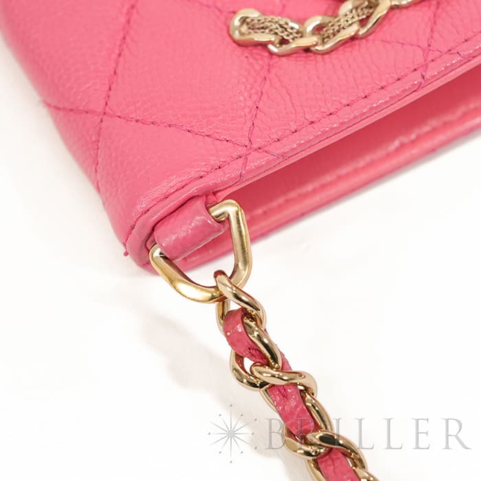 CHANEL シャネル マトラッセ チェーン フォン ホルダー キャビアスキン レザー ピンク ゴールド金具 90240354 10