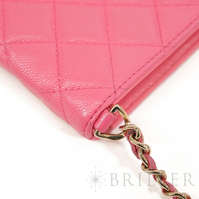 CHANEL シャネル マトラッセ チェーン フォン ホルダー キャビアスキン レザー ピンク ゴールド金具 90240354 11