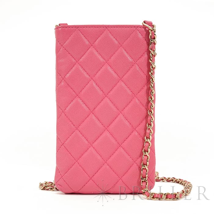 CHANEL シャネル マトラッセ チェーン フォン ホルダー キャビアスキン レザー ピンク ゴールド金具 90240354 1