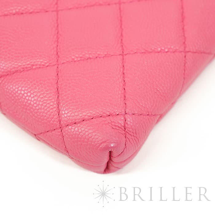 CHANEL シャネル マトラッセ チェーン フォン ホルダー キャビアスキン レザー ピンク ゴールド金具 90240354 21