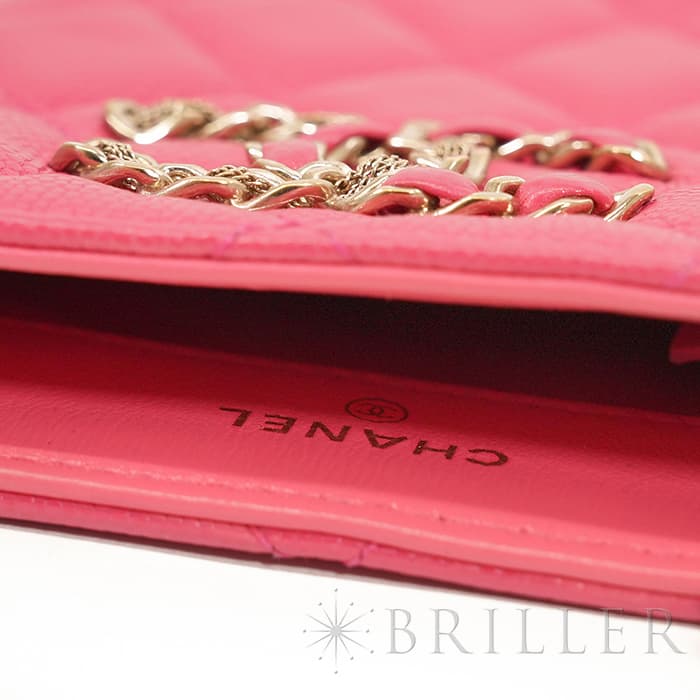 CHANEL シャネル マトラッセ チェーン フォン ホルダー キャビアスキン レザー ピンク ゴールド金具 90240354 26