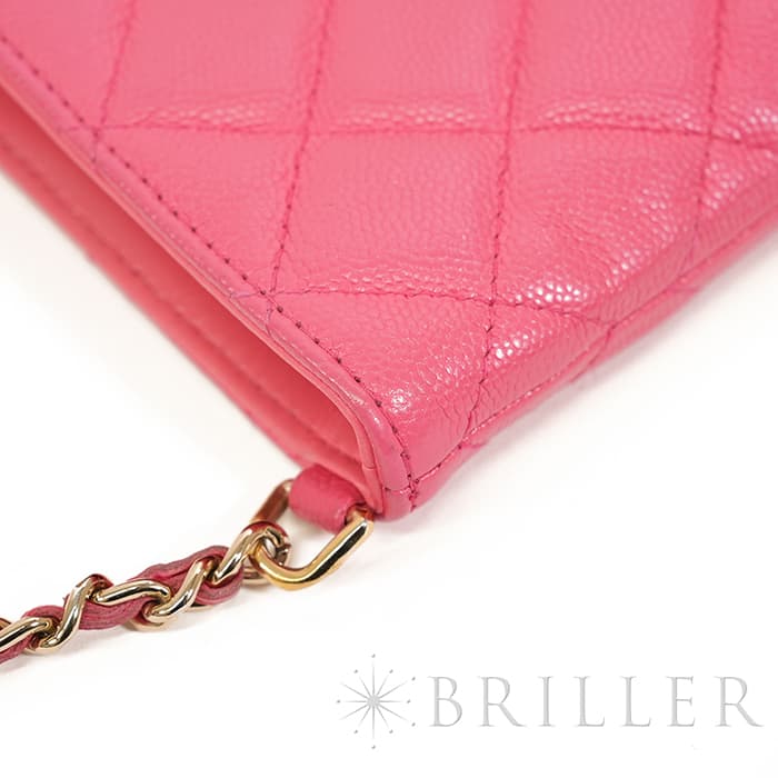 CHANEL シャネル マトラッセ チェーン フォン ホルダー キャビアスキン レザー ピンク ゴールド金具 90240354 27