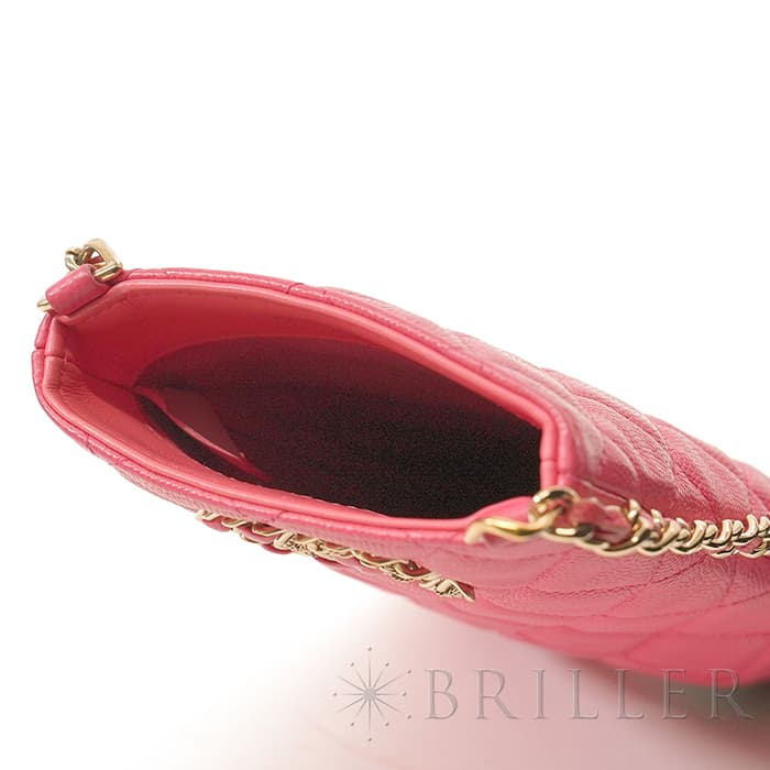 CHANEL シャネル マトラッセ チェーン フォン ホルダー キャビアスキン レザー ピンク ゴールド金具 90240354 3