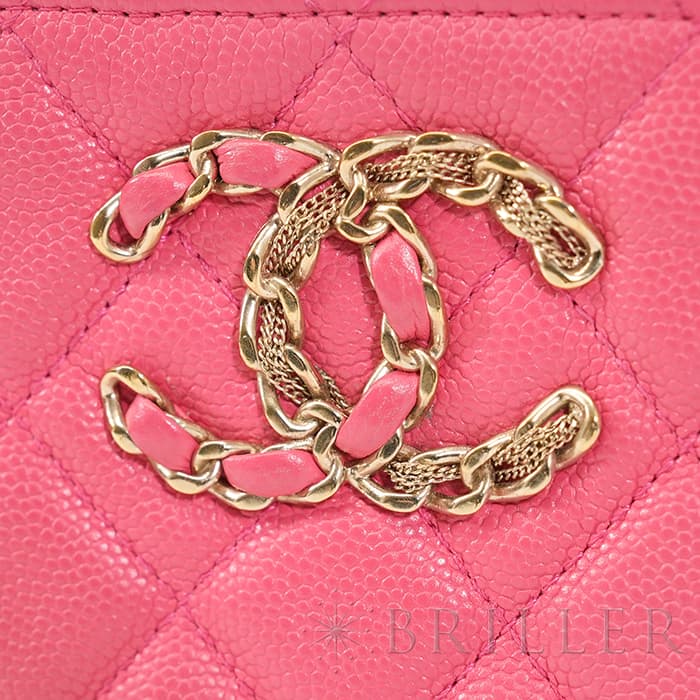 CHANEL シャネル マトラッセ チェーン フォン ホルダー キャビアスキン レザー ピンク ゴールド金具 90240354 4