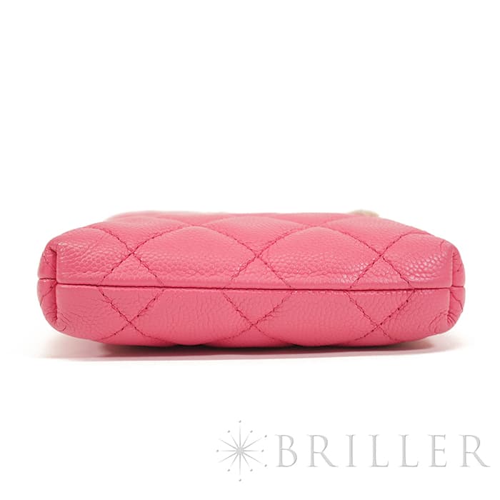 CHANEL シャネル マトラッセ チェーン フォン ホルダー キャビアスキン レザー ピンク ゴールド金具 90240354 8