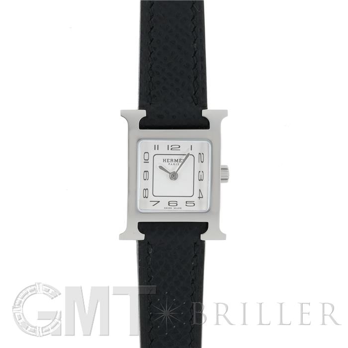 中古)HERMES エルメス Hウォッチ ミニ 21mm ノワール シルバー HH1.110