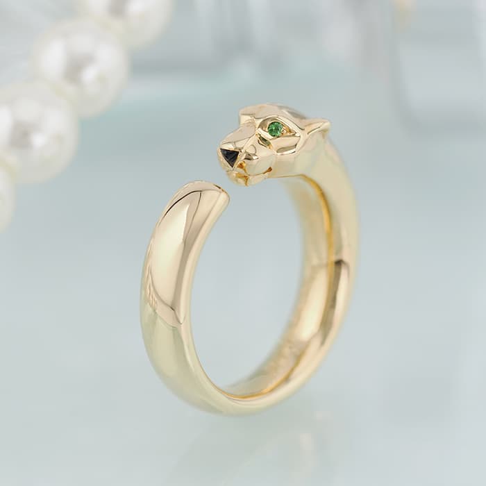 CARTIER カルティエ パンテール ドゥ カルティエ リング イエローゴールド オニキス ツァボライトガーネット 9号 B4230100 2