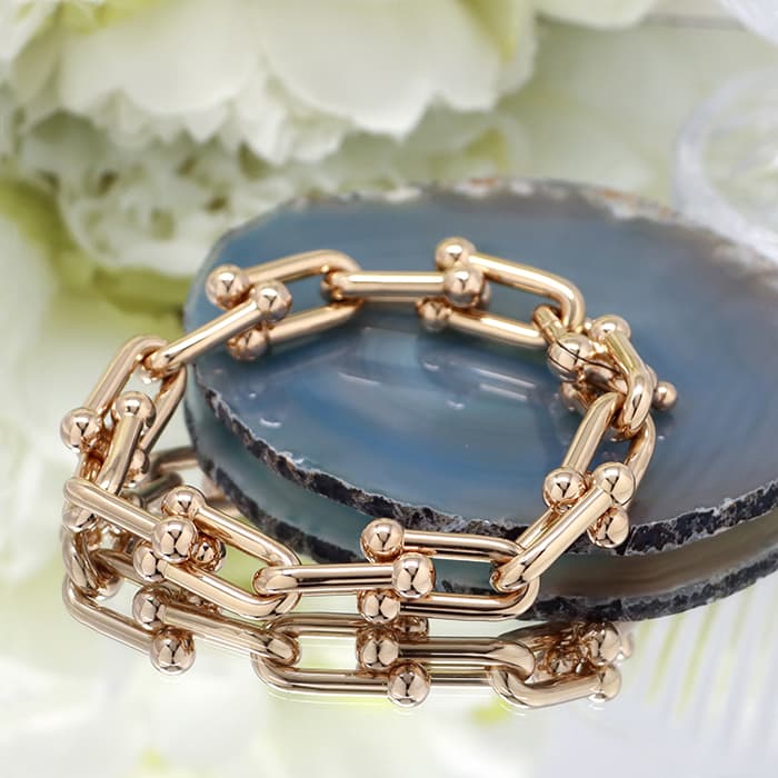 TIFFANY & Co. ティファニー ハードウェア ラージ リンクブレスレット ローズゴールド ミディアム 38086774/60153066
