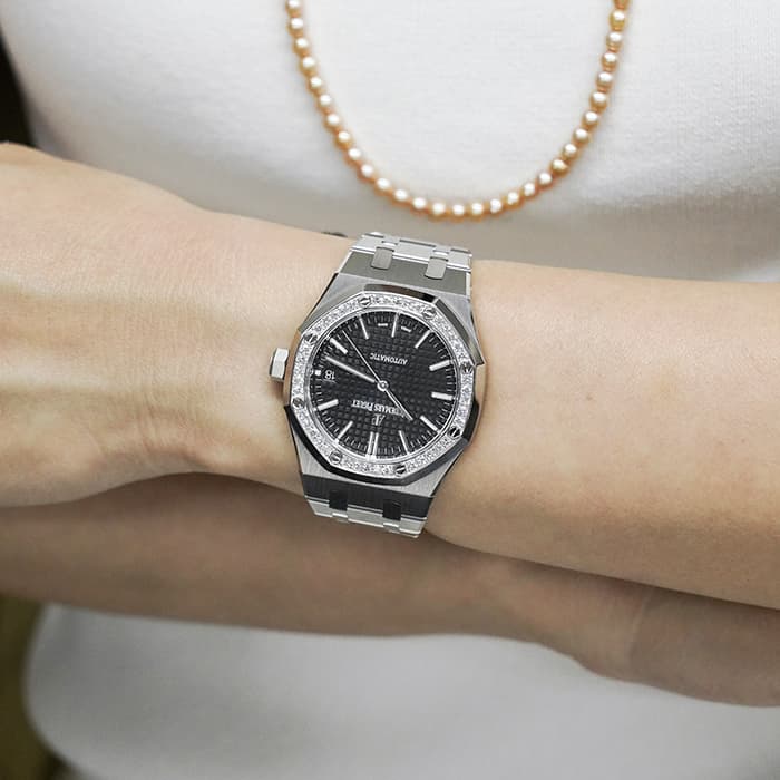 AUDEMARS PIGUET オーデマ・ピゲ ロイヤルオーク 37mm ブラック ベゼルダイヤ 15451ST.ZZ.1256ST.01 28