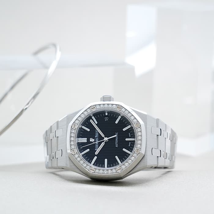 AUDEMARS PIGUET オーデマ・ピゲ ロイヤルオーク 37mm ブラック ベゼルダイヤ 15451ST.ZZ.1256ST.01 2