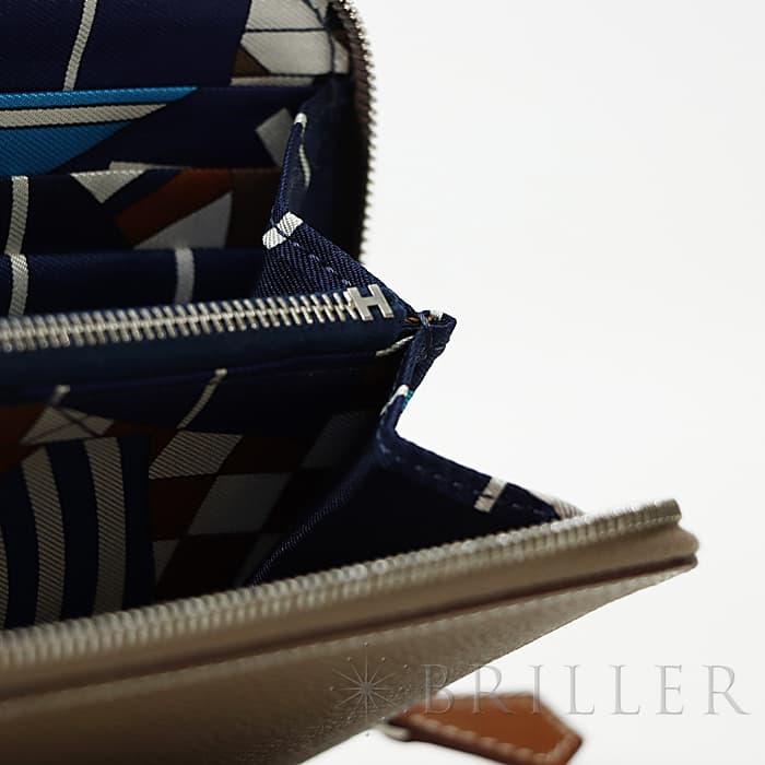 HERMES エルメス アザップ シルクイン エプソン エトゥープ/ネイビー シルバー金具 4