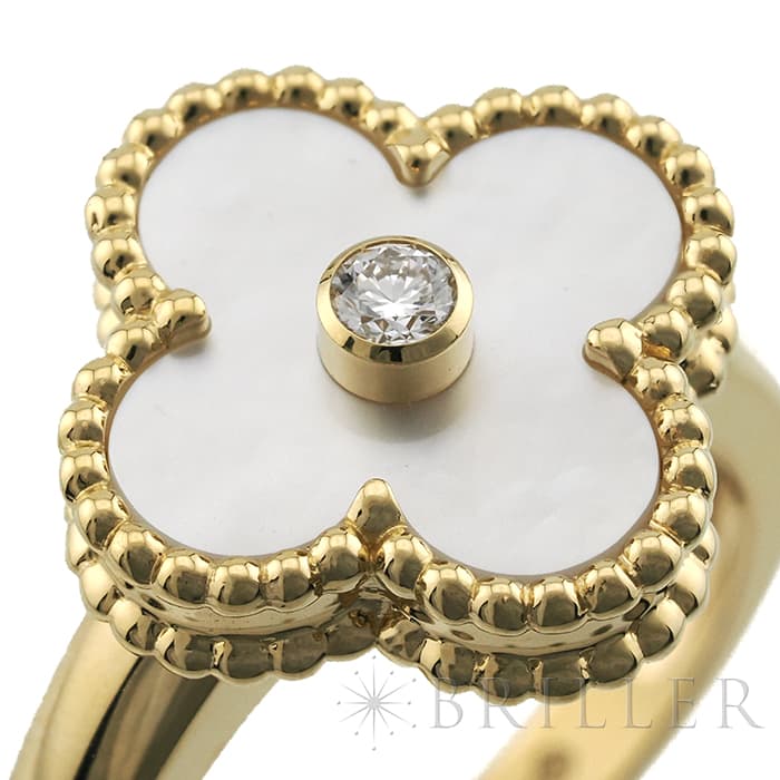 Van Cleef & Arpels ヴァン クリーフ&アーペル アルハンブラ ヴィンテージアルハンブラ リング イエローゴールド マザーオブパール ダイヤモンド VCARA41152 11