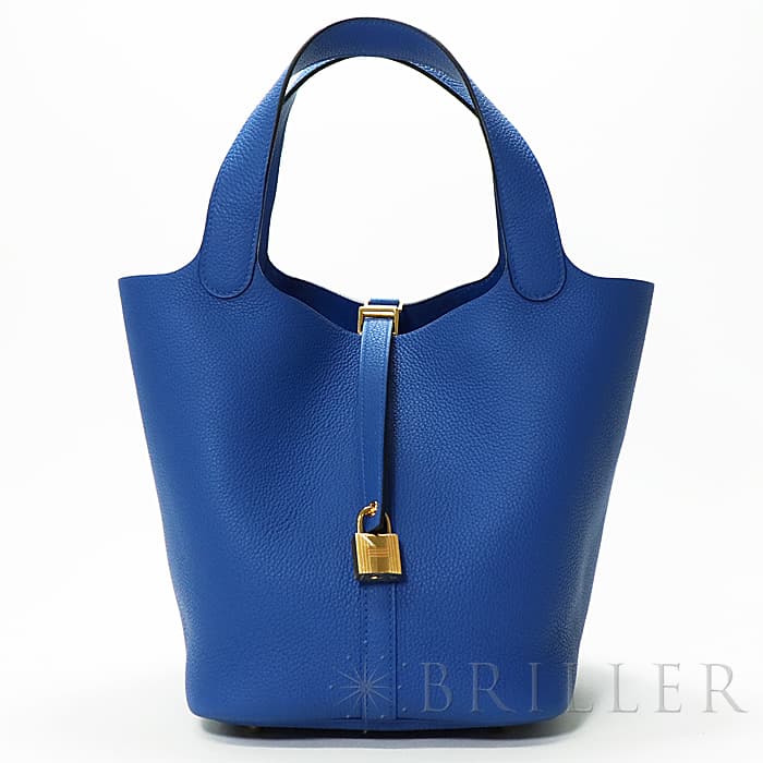 【美品 /Bleu Nuit × Gold金具】HERMES ピコタンロック 22 MM エルメス ピコタンロックエクラ22/MM ブルーインディゴ/オレンジ