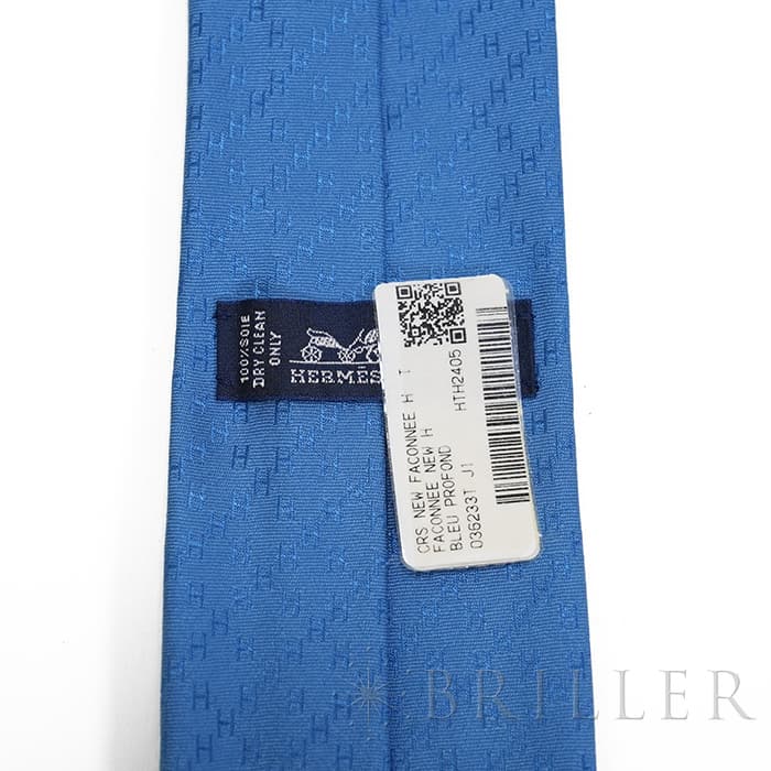 HERMES エルメス ネクタイ H織りタイ 7cm《ニューH》ブルー・プロフォン 14