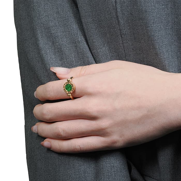 BVLGARI ブルガリ ブルガリ・ブルガリ フリップ リング ローズゴールド 翡翠 ダイヤモンド 350905 53 13