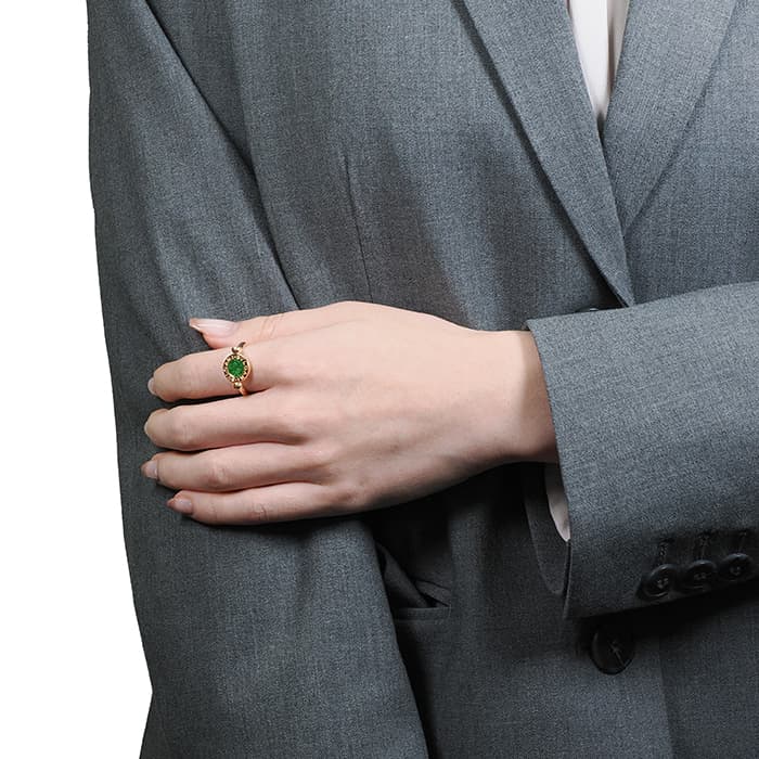 BVLGARI ブルガリ ブルガリ・ブルガリ フリップ リング ローズゴールド 翡翠 ダイヤモンド 350905 53 14