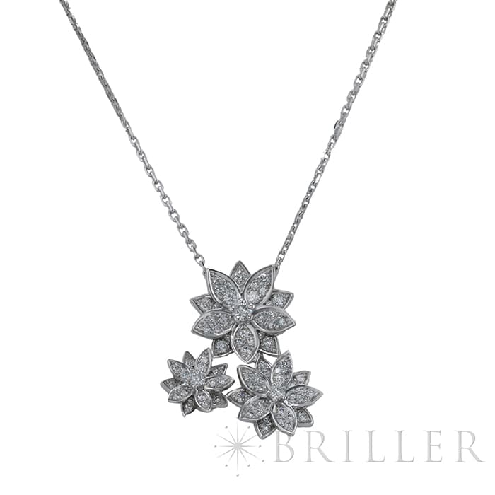Van Cleef & Arpels ヴァン クリーフ&アーペル ロータス ペンダント ネックレス 3フラワー ホワイトゴールド ダイヤモンド VCARP7TG00 メイン