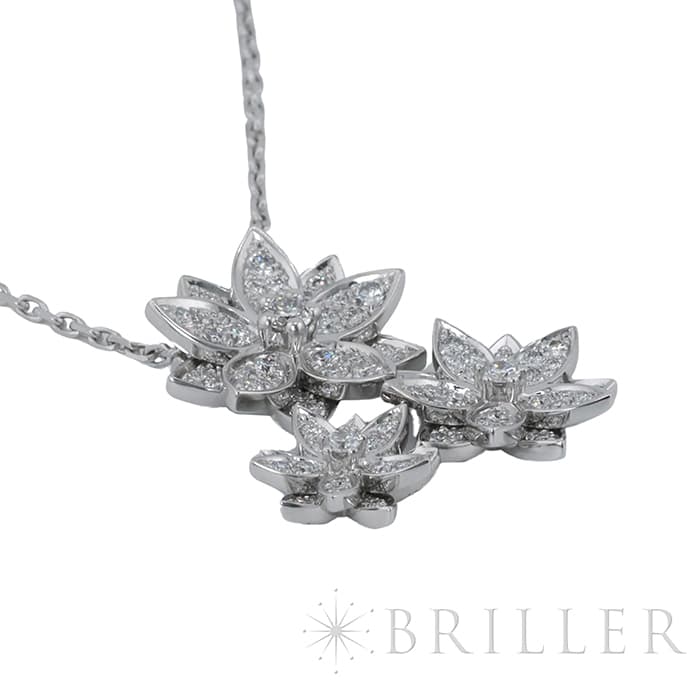 Van Cleef & Arpels ヴァン クリーフ&アーペル ロータス ペンダント ネックレス 3フラワー ホワイトゴールド ダイヤモンド VCARP7TG00 9