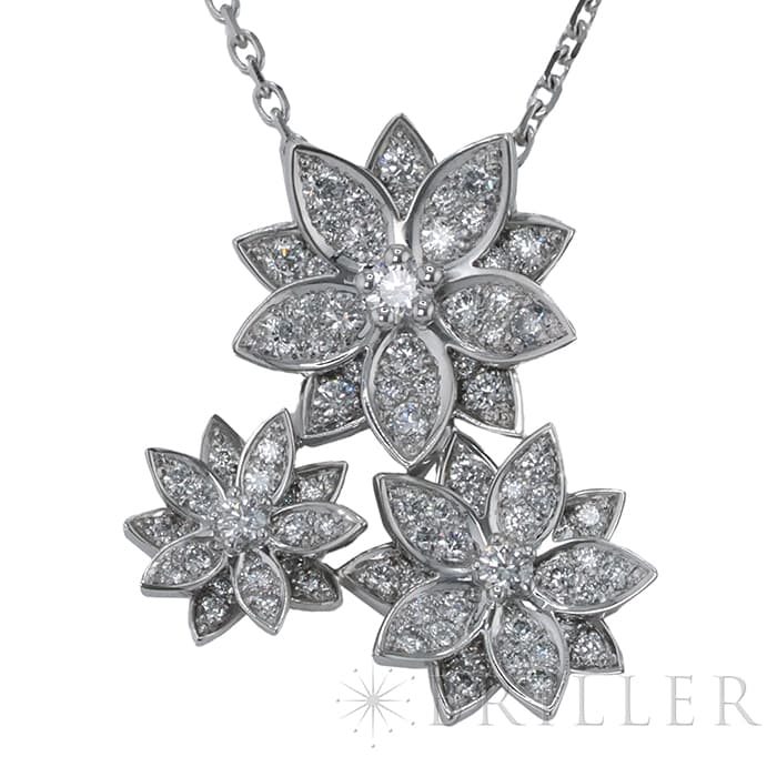 Van Cleef & Arpels ヴァン クリーフ&アーペル ロータス ペンダント ネックレス 3フラワー ホワイトゴールド ダイヤモンド VCARP7TG00 4