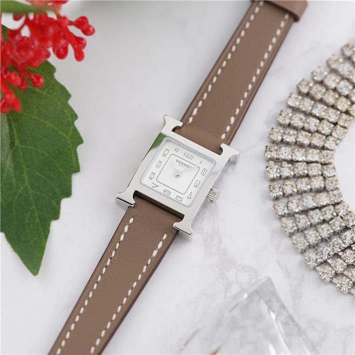 HERMES エルメス Hウォッチ Hウォッチ ミニ 21mm エトゥープ シルバー HH1.110.227【未使用品】 2
