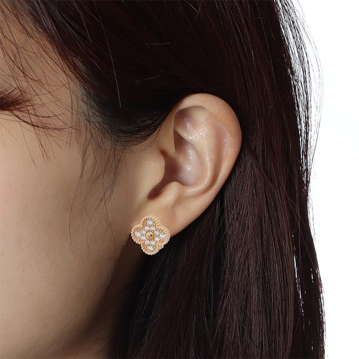 Van Cleef & Arpels ヴァン クリーフ&アーペル アルハンブラ ヴィンテージアルハンブラ ピアス イヤリング イエローゴールド ダイヤモンド VCARA44700 13