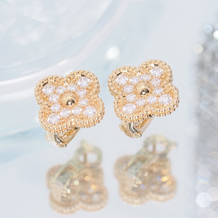 Van Cleef & Arpels ヴァン クリーフ&アーペル アルハンブラ ヴィンテージアルハンブラ ピアス イヤリング イエローゴールド ダイヤモンド VCARA44700 2